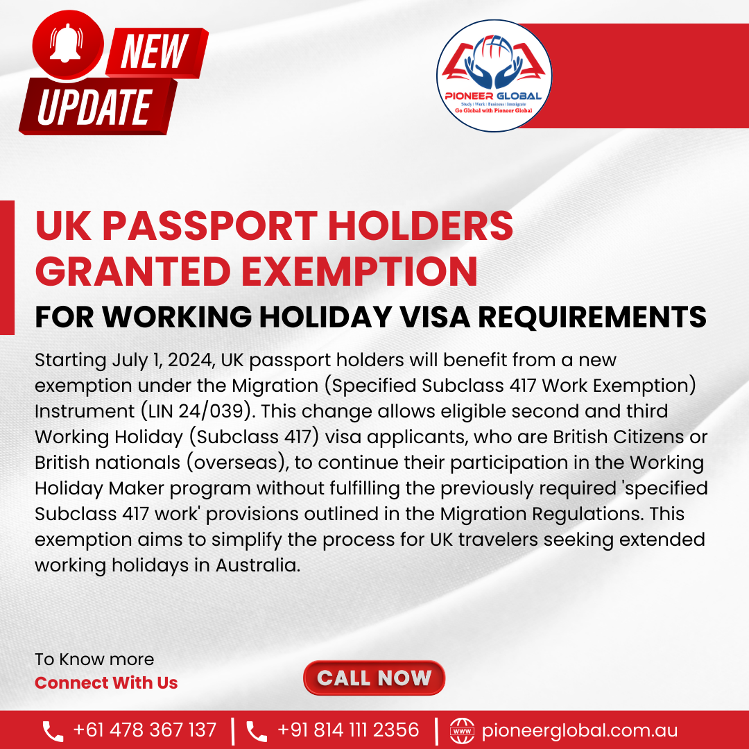 UK PASSPORT HOLDERS GRANTED EXEMPTION